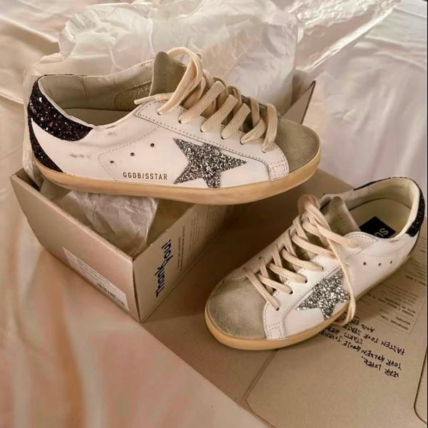 GOLDEN GOOSE ESTRELLA PLATEADA TALON NEGRO | DAMA